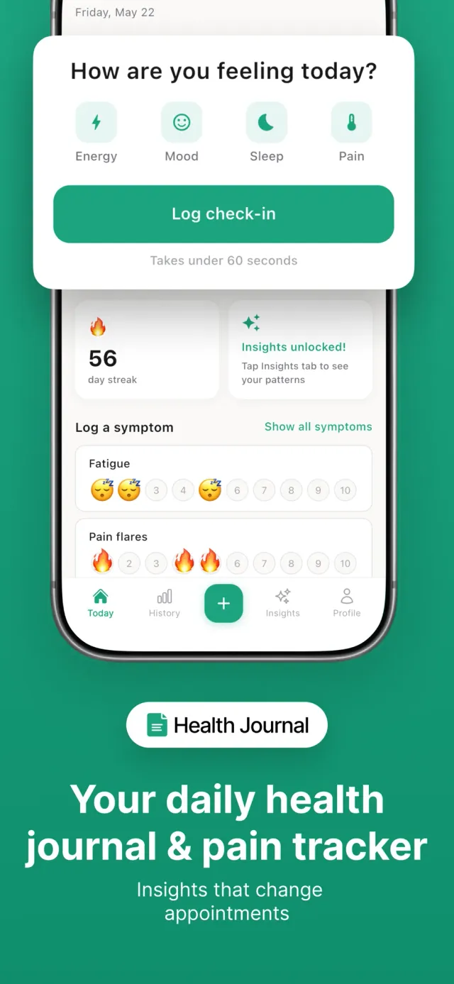 Flura product artwork showing its daily energy, mood, sleep, and pain check-in